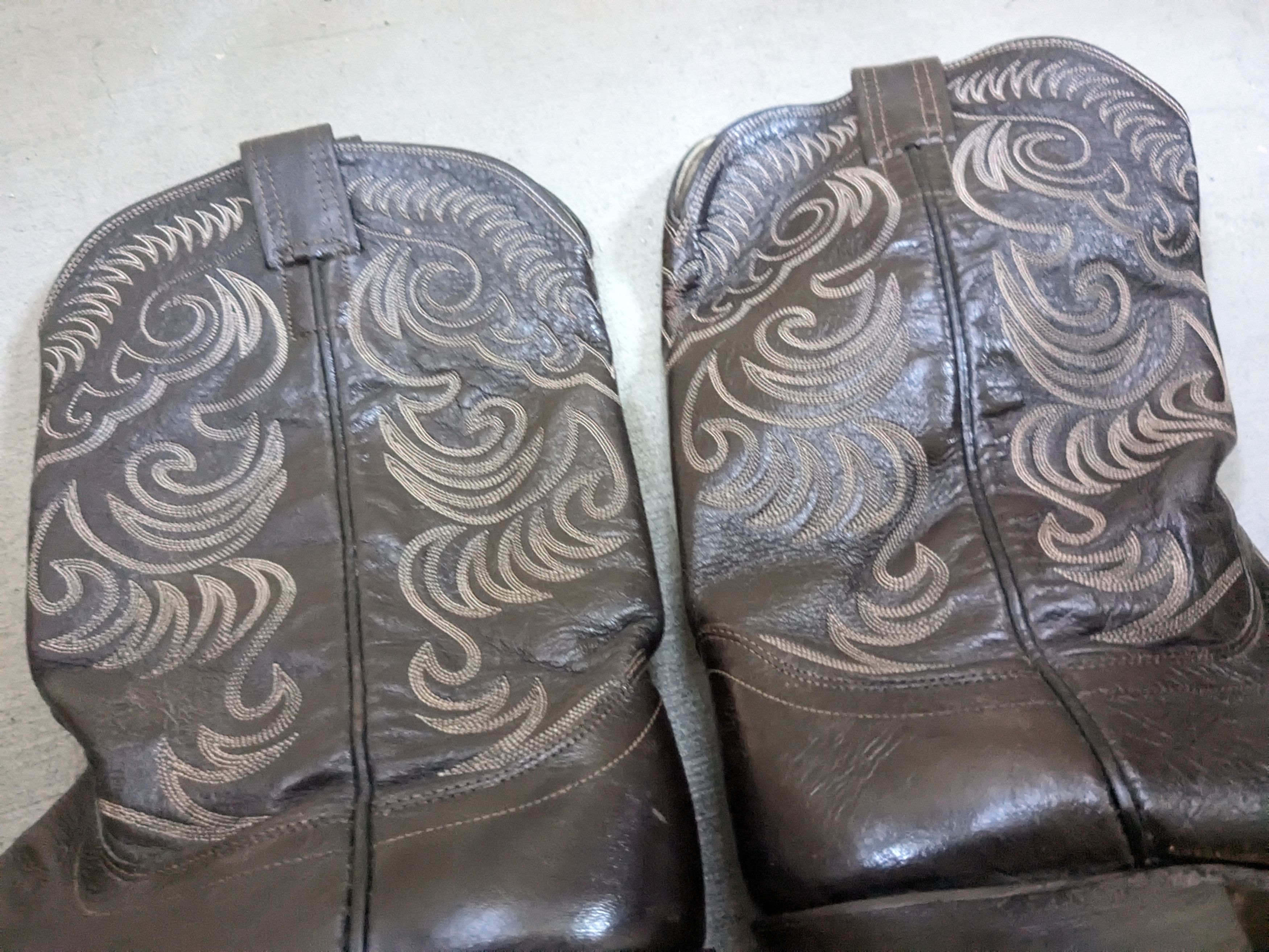 Genuine Leather Olathe Cowboy Boots 11 B Narrow Brown Leather USA Size US 11 / EU 44 - 4 Thumbnail