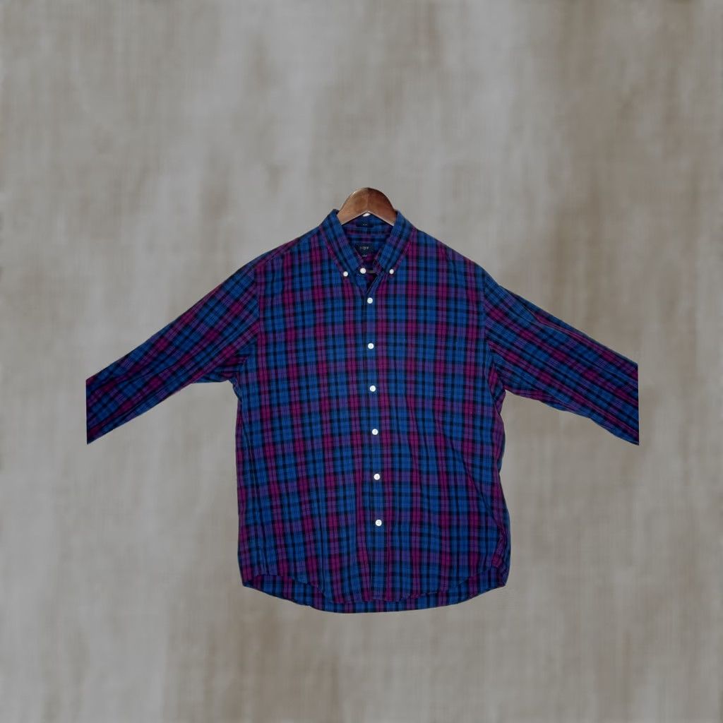 J.Crew J Crew Slim Fit Button Down Shirt Men's L Blue Purple Plaid Size US L / EU 52-54 / 3 - 1 Thumbnail