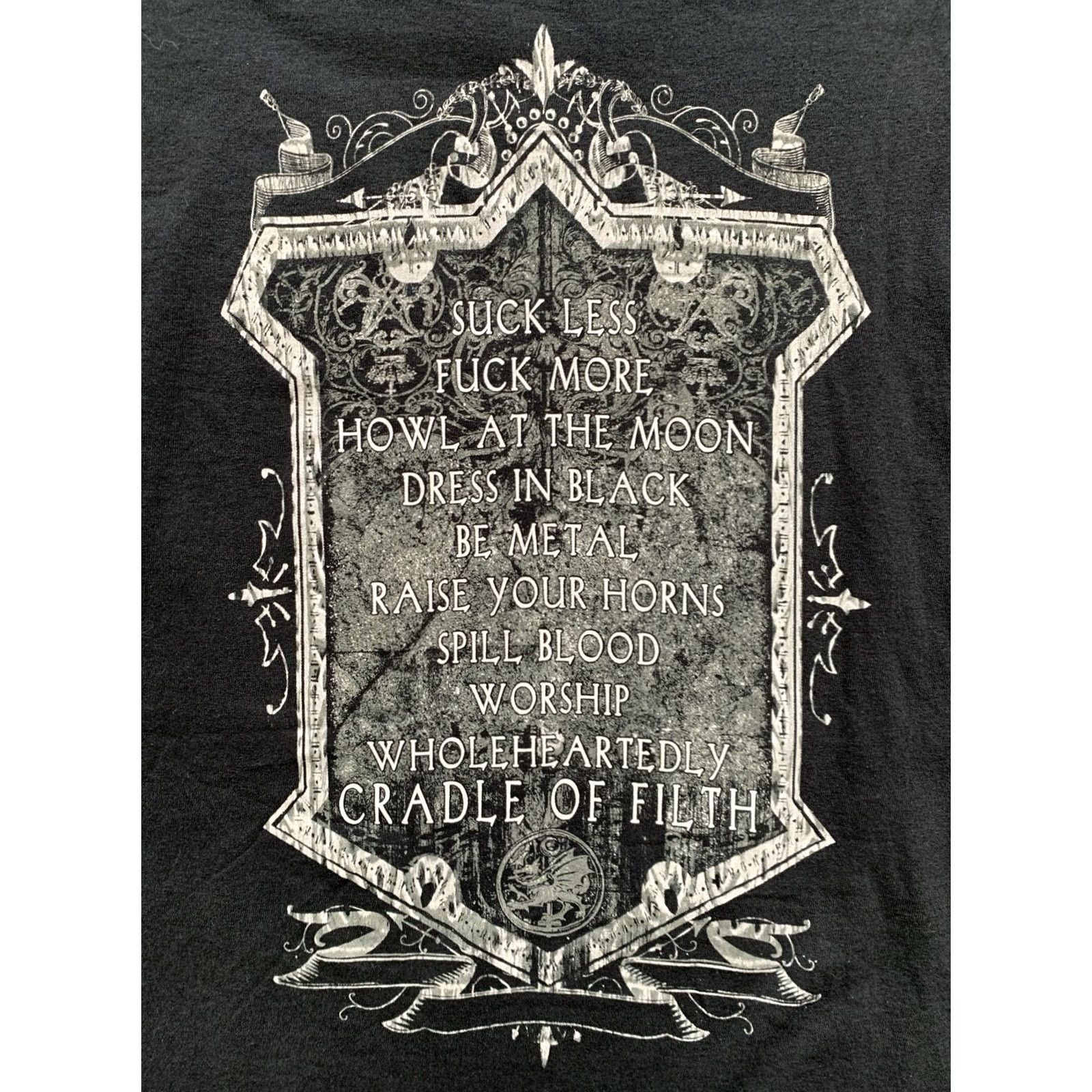 Gildan VINTAGE Nike Shirt Mens 2XL Black T-Shirt Graphic Print Cradle of Filth The Book of the Law Tee Size US XXL / EU 58 / 5 - 5 Thumbnail