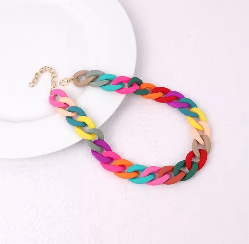 Other Matte Colorful Chunky Acrylic Chain Necklace Size ONE SIZE - 1 Thumbnail