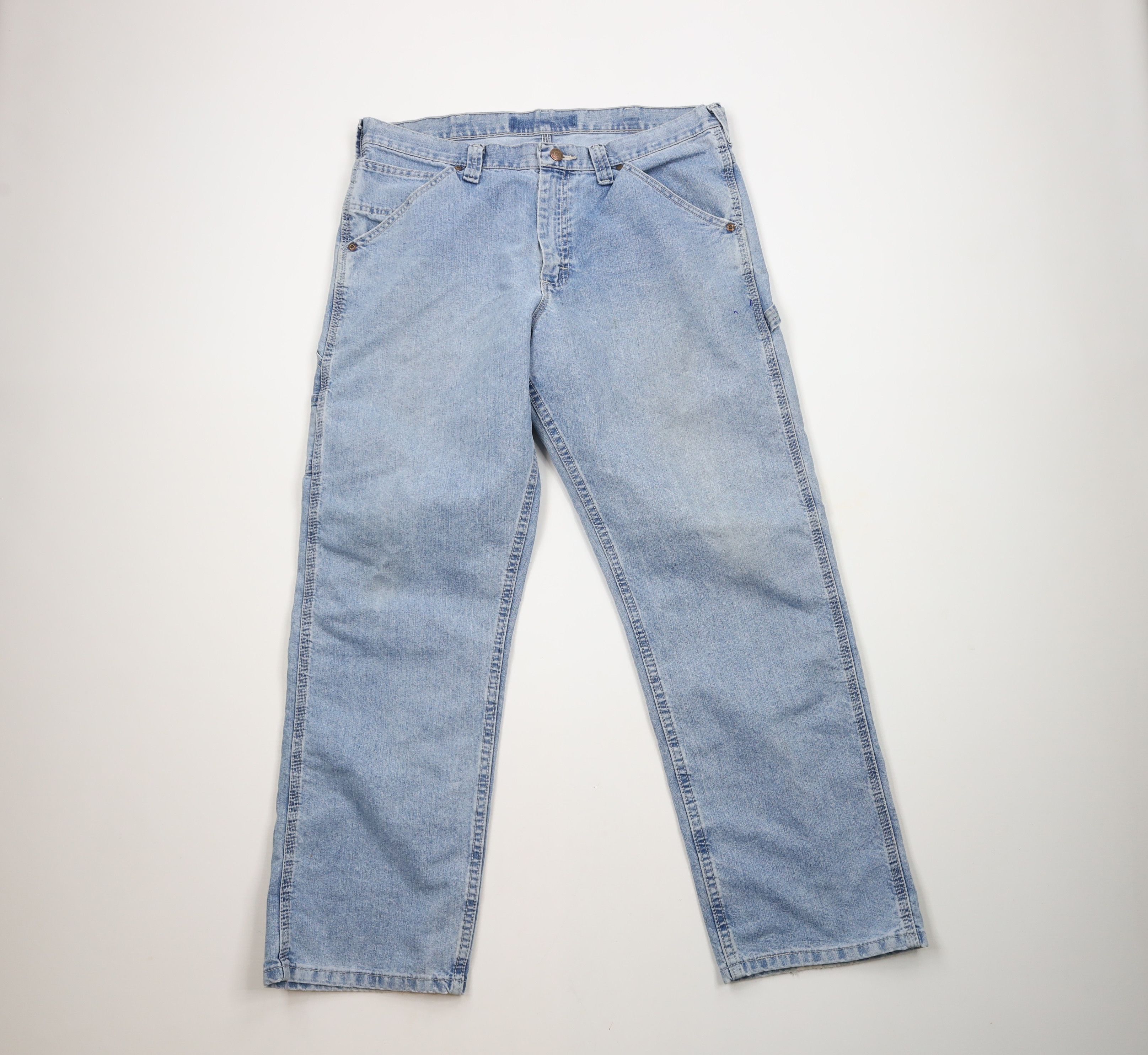 Lee × Vintage Vintage Lee Distressed Wide Leg Dungaree Denim Jeans Blue Size US 36 / EU 52 - 1 Thumbnail