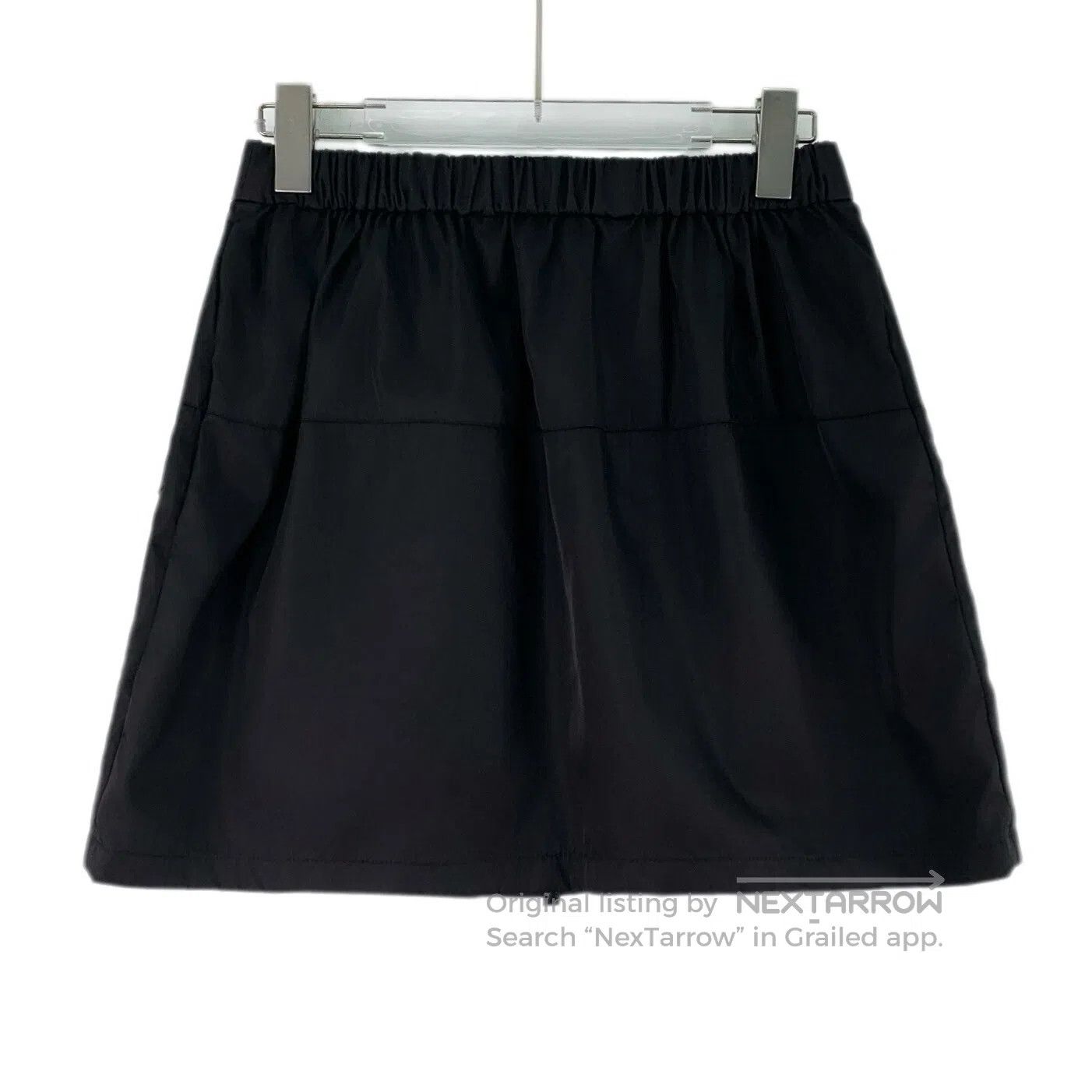 Prada Prada Black nylon pocket elastic waist workwear half skirt Size 39" - 2 Thumbnail