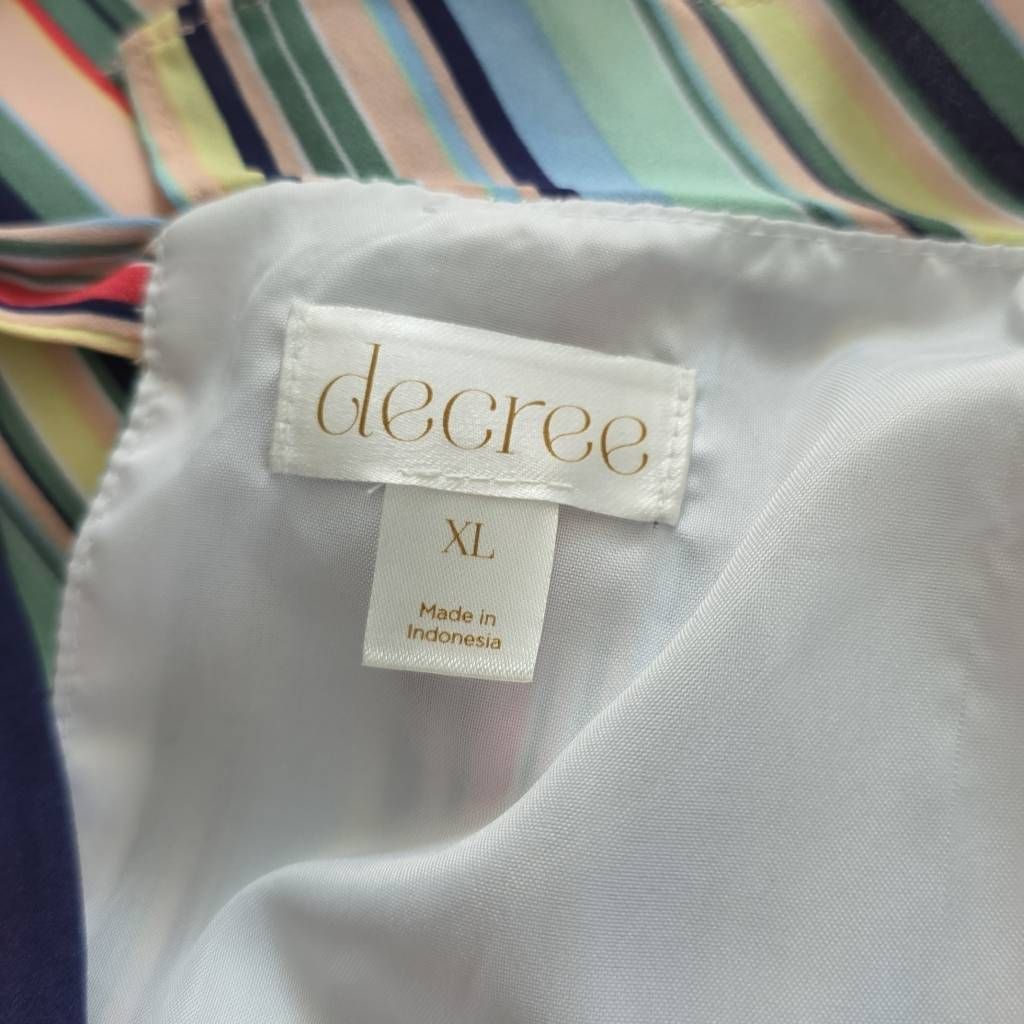 Decree Decree Women's Size XL Multicolored Striped Ruffle Front Blo Size XL / US 12-14 / IT 48-50 - 4 Thumbnail