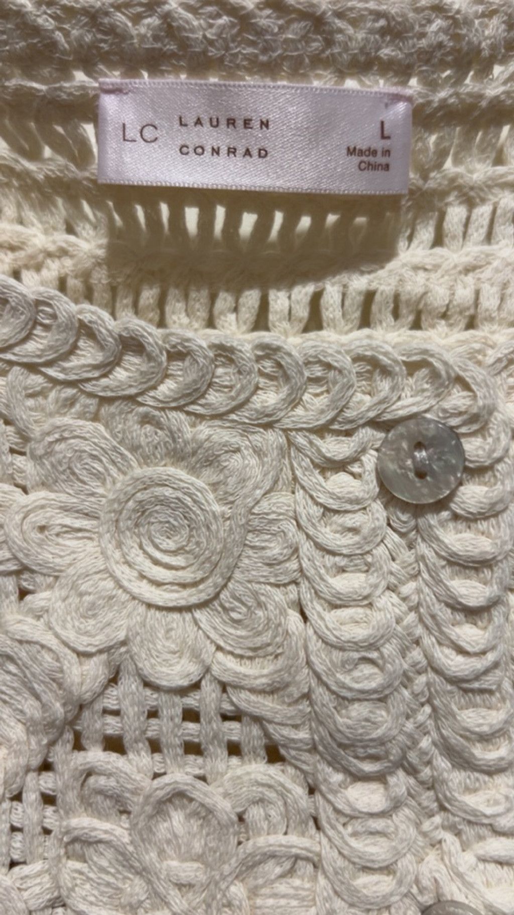Lauren Conrad Women's Lauren Conrad Cream Crochet Tank Top L Size L / US 10 / IT 46 - 4 Thumbnail