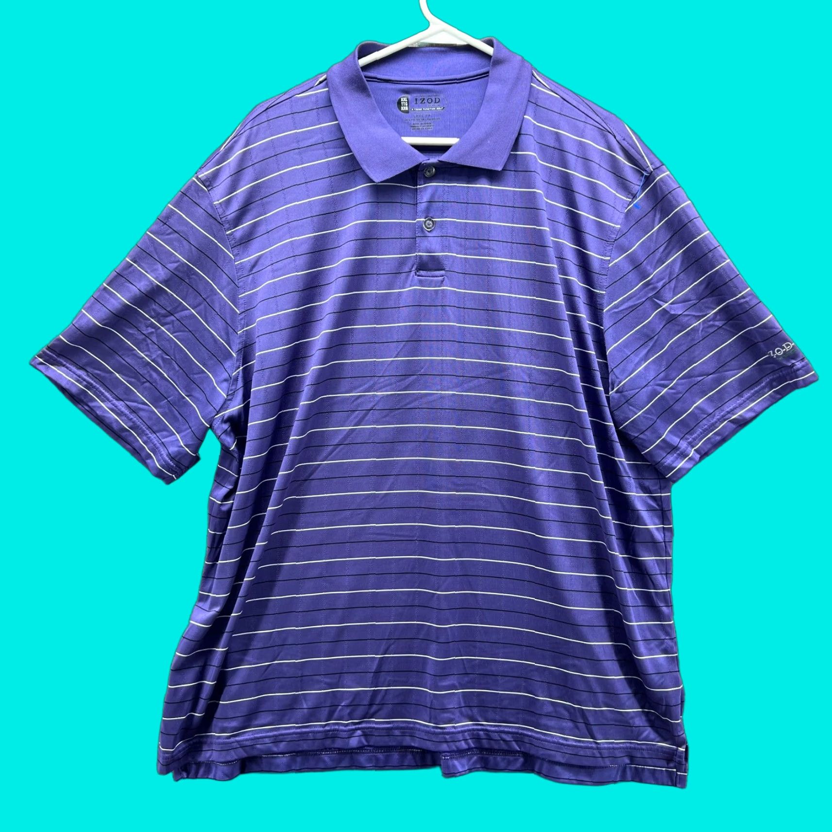Izod Izod Polo Shirt Men XXL Adult Purple Striped Short Sleeve Button Collared 50 Chest Polo Shirt Mens Size US XXL / EU 58 / 5 - 1 Thumbnail