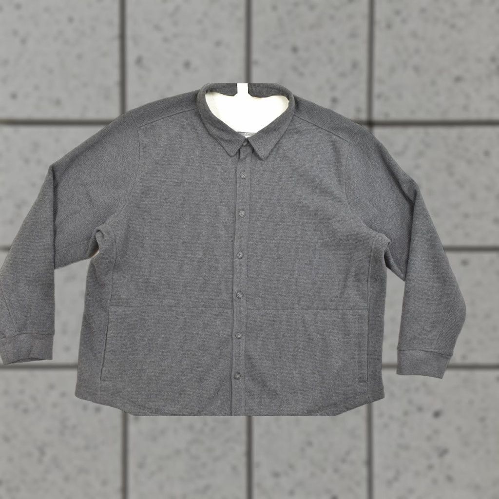 CO Duluth Men's 3XL Grey Waffle Knit Faux Fur Lined Shirt Jacket Shacket Bomber Jacket Regular Winter Fall Spring Gray Size US XXL / EU 58 / 5 - 1 Thumbnail