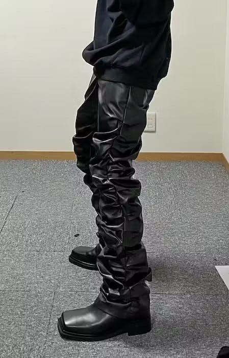 Japanese Brand × Vintage Loose Ruched Casual Pu Leather Pants Size US 32 / EU 48 - 2 Thumbnail