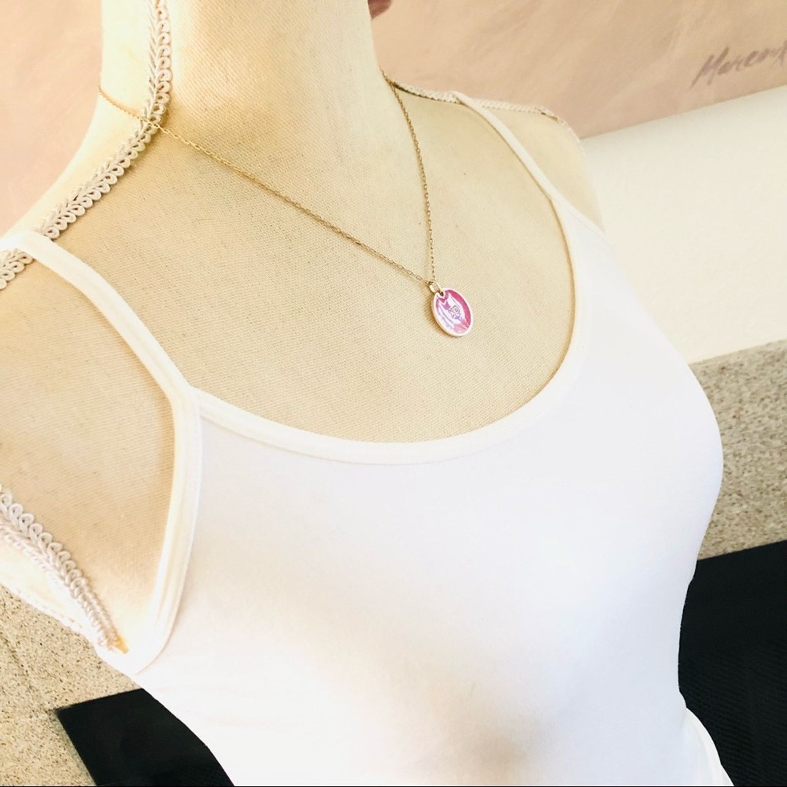 Jewelry XO rose enamel pendant on chain necklace Size ONE SIZE - 2 Thumbnail