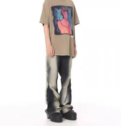 Garbage TV Retro washed old gradient RO style large zipper jeans Size US 32 / EU 48 - 4 Thumbnail
