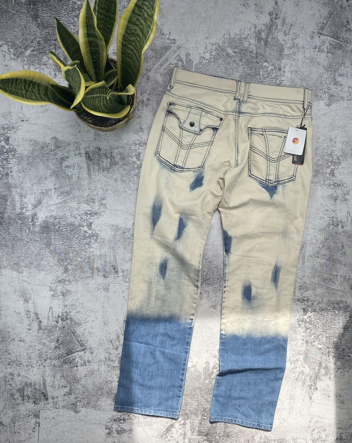 image of Distressed Denim Vintage Very Barassi Made In Japan Tie Dye Y2K Jeans in Beige, Men's (Size 34)