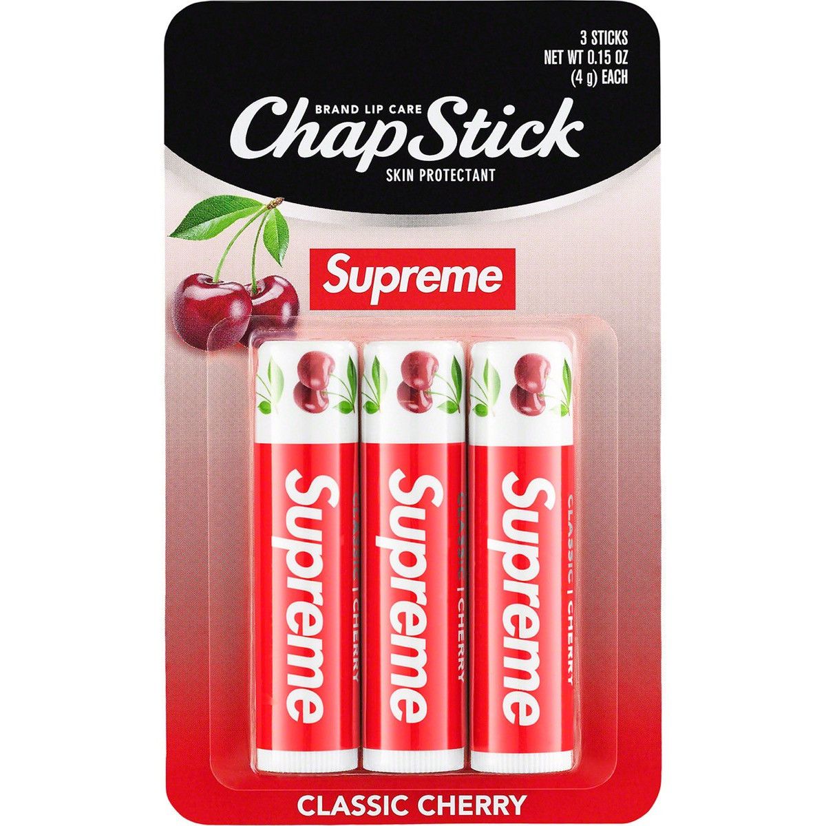 Supreme Supreme ChapStick (3 Pack) Classic Cherry Flavor Lip Balm Size ONE SIZE - 1 Thumbnail