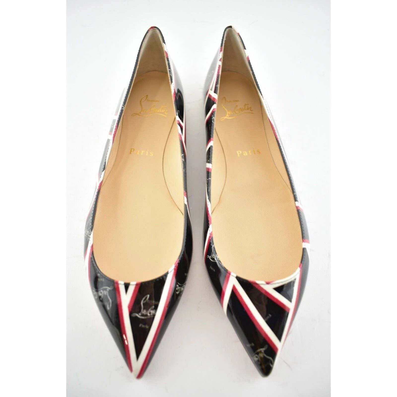 Christian Louboutin Christian Louboutin Ballalla Flat Patent Ribbon Black Red Size US 7 / IT 37 - 8 Thumbnail