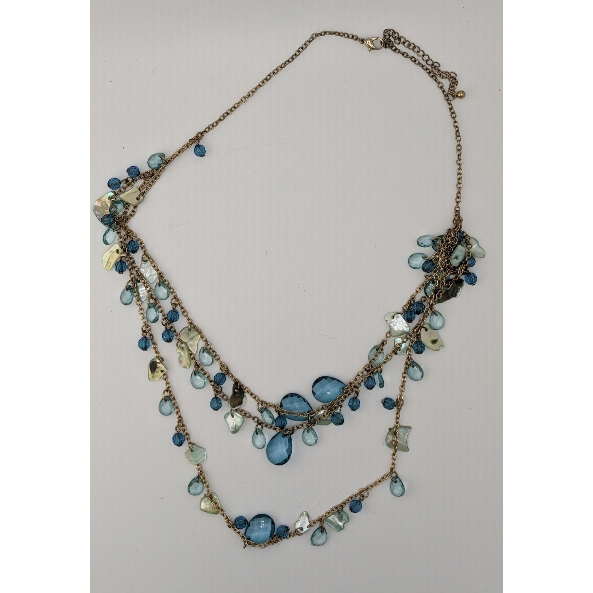 Other Bohemian Multilayer Necklace With Blue Shell and Faceted Bea Size ONE SIZE - 5 Thumbnail