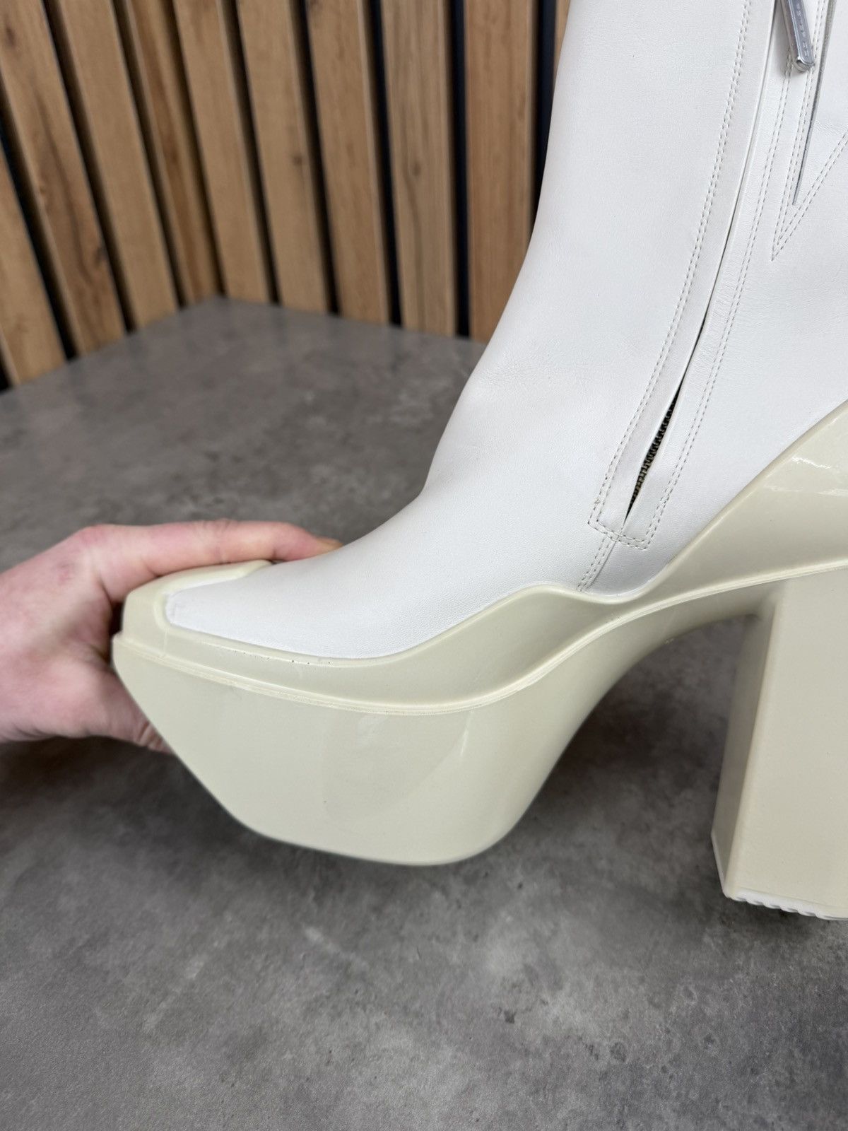 Peter Do at.kollektive x Peter Do Leather Platform Ankle Boots White Size US 10 / IT 40 - 9 Thumbnail