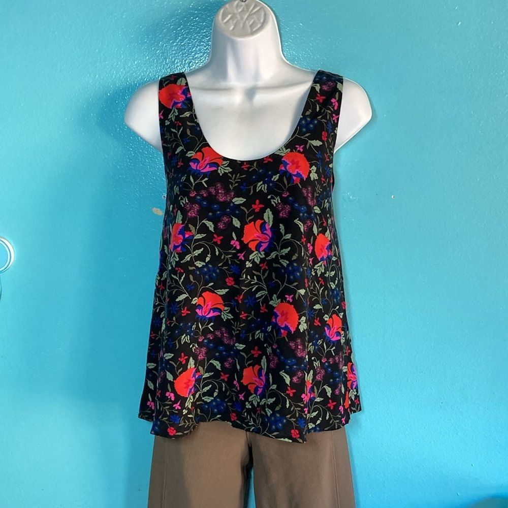 Joie Joie Black Floral Silk Tank Size S Fully Lined Pullover Blou Size S / US 4 / IT 40 - 5 Thumbnail