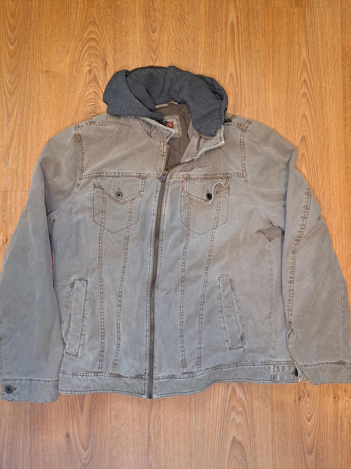 Levi's Levis Denim Jacket Mens Large Green Gray Cotton Hoodie Size US L / EU 52-54 / 3 - 1 Thumbnail