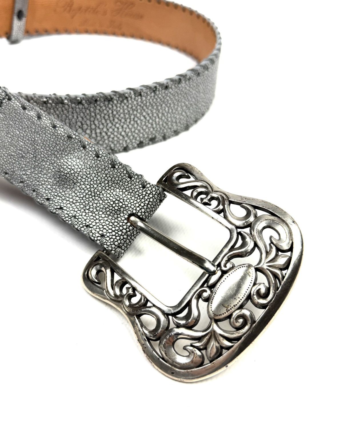 Genuine Leather Y2K Reptile’s House Stingray Leather Belt Italy McBling Size 30 - 4 Thumbnail