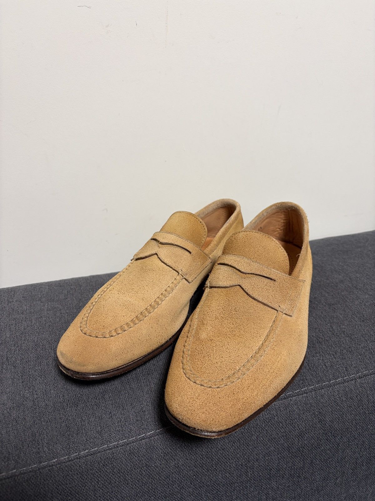 Santoni Santoni Suede Beige Loafers Size US 6.5 / EU 39-40 - 5 Thumbnail