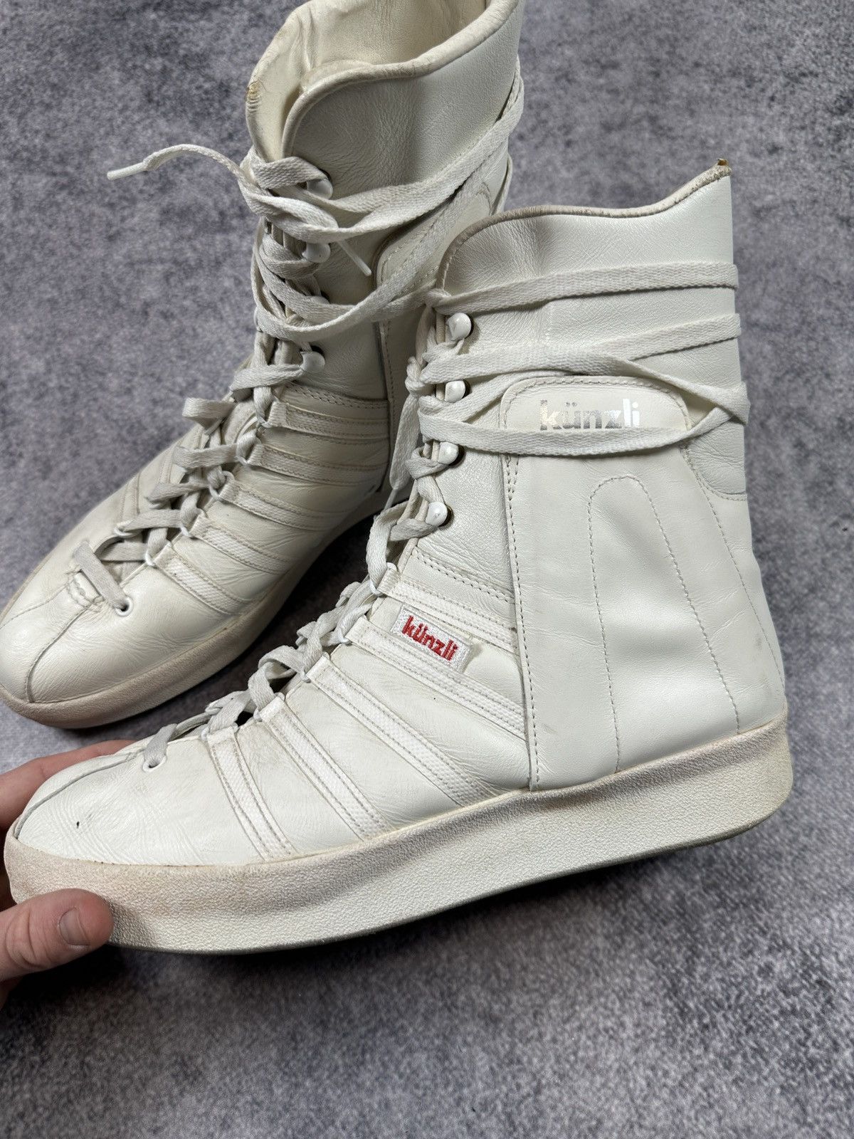 Leather Y2K Vintage Casual White Leather High Sneakers Boots 43 Alt Size US 10 / EU 43 - 6 Thumbnail