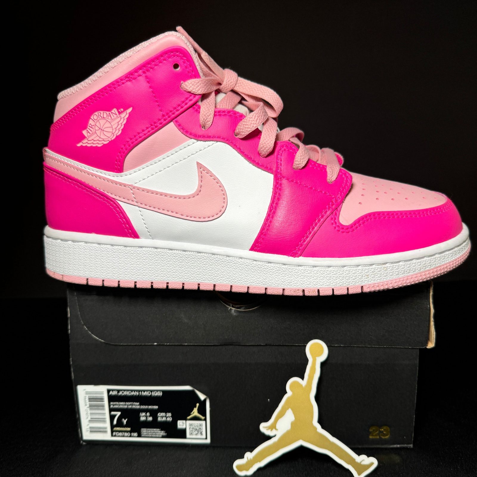 Jordan Brand × Nike Size 7 - Nike Air Jordan 1 Mid GS Fierce Pink Men's Shoes Size US 7 / EU 40 - 1 Thumbnail