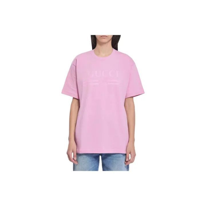 Gucci Gucci Logo Round Neck Pink T-Shirt-2507 Size M / US 6-8 / IT 42-44 - 1 Thumbnail