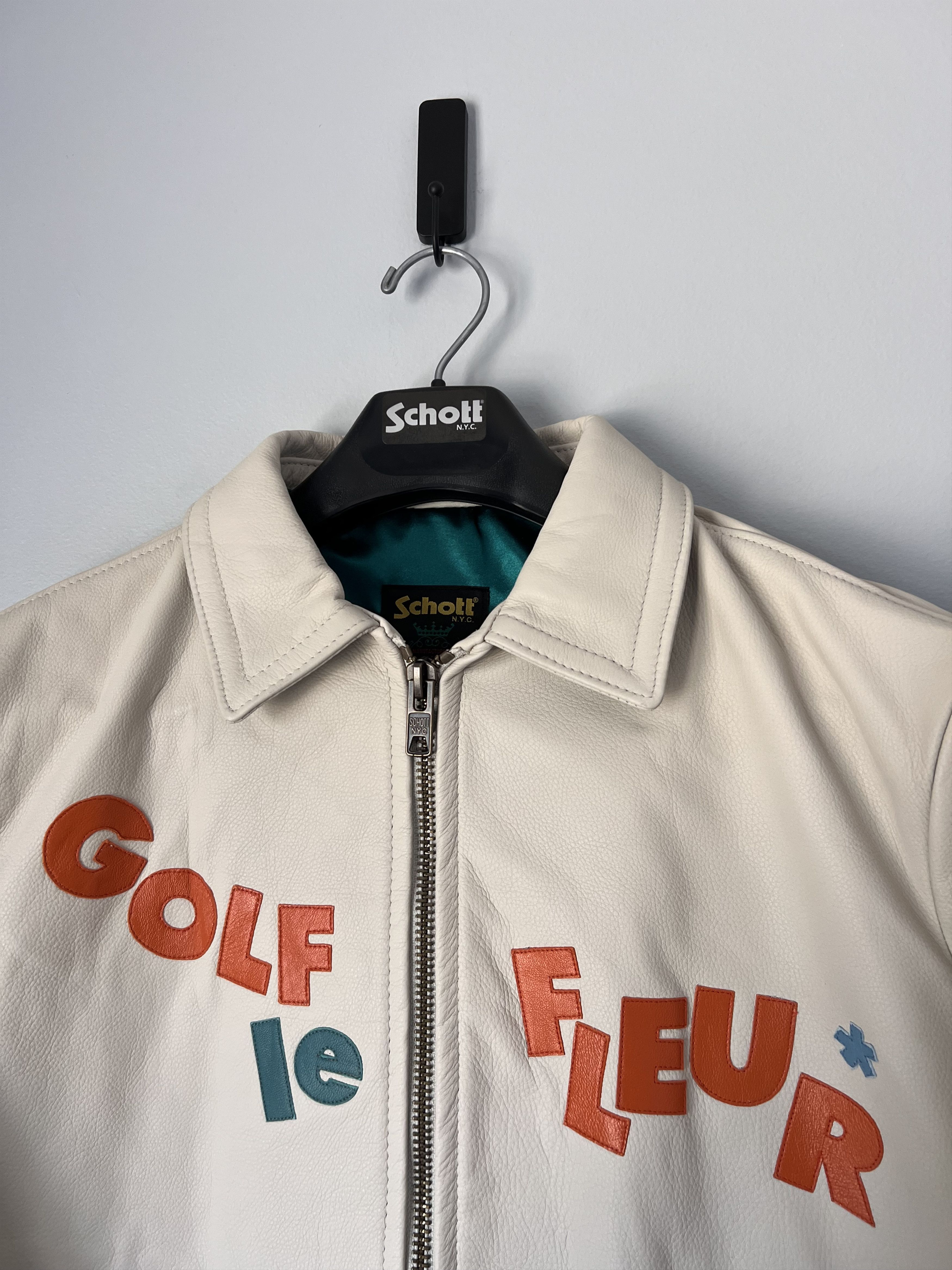 Golf le Fleur Golf le Fleur Schott Call Me Leather Work Jacket in Cream Size US L / EU 52-54 / 3 - 2 Thumbnail