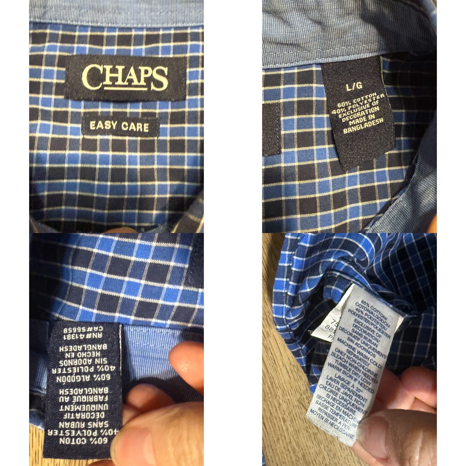 Chaps CHAPS Shirt Men's Large Blue White Black Plaid Long Sleeve Button Down Shirt Size US L / EU 52-54 / 3 - 8 Thumbnail