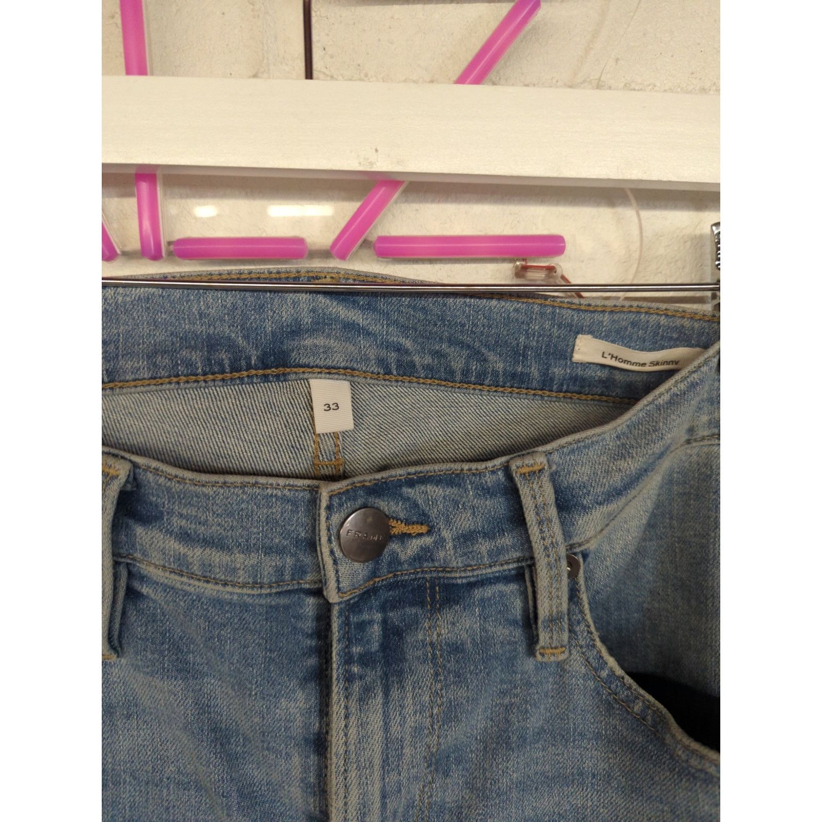 Frame Frame Mens Size 33 L’Homme Skinny Light Wash Denim Blue Jean Size US 33 - 3 Thumbnail