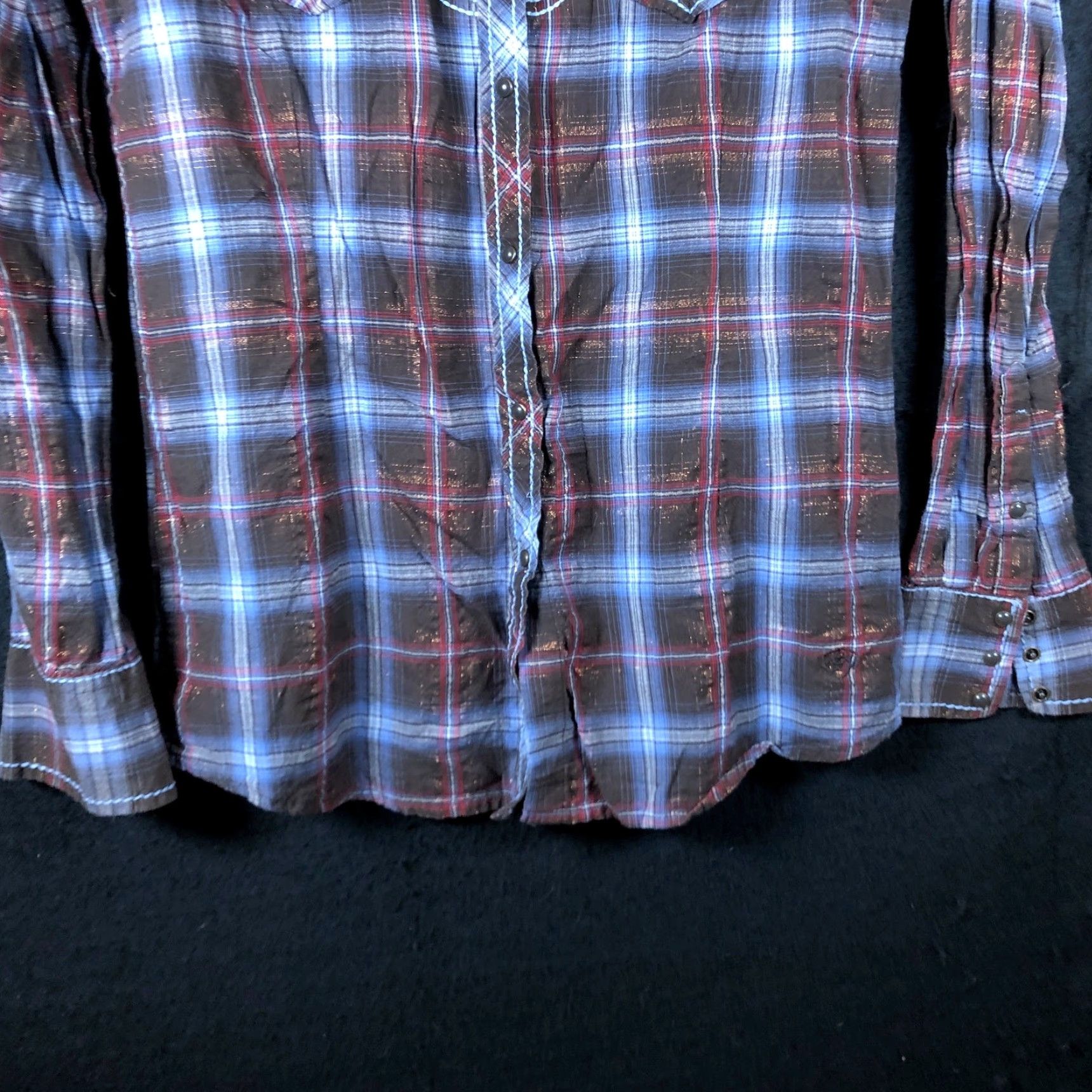 Ariat Ariat Womens Shirt Multicolored Plaid Fitted Snap Long Sleeve Metallic Blend M Size M / US 6-8 / IT 42-44 - 3 Thumbnail