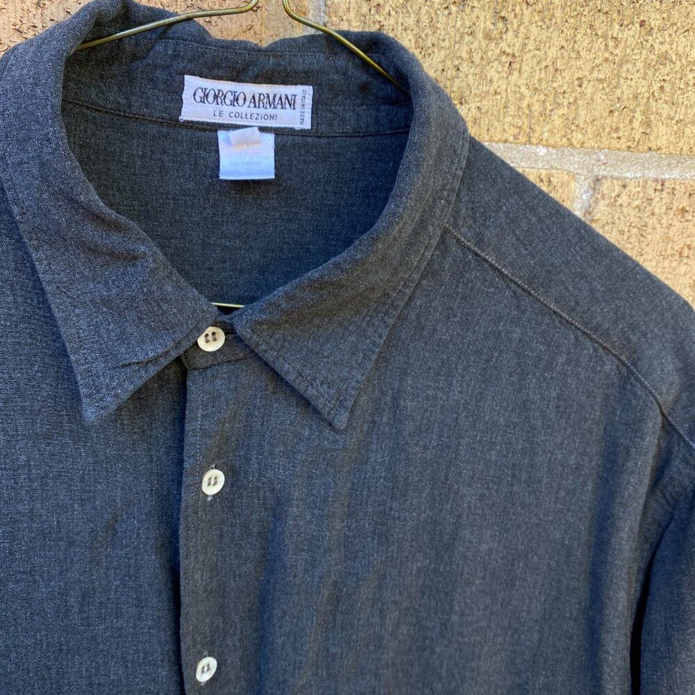 Armani × Giorgio Armani × Vintage Vintage 90s Giorgio Armani Soft Charcoal Button Up Shirt Si Size US L / EU 52-54 / 3 - 8 Thumbnail