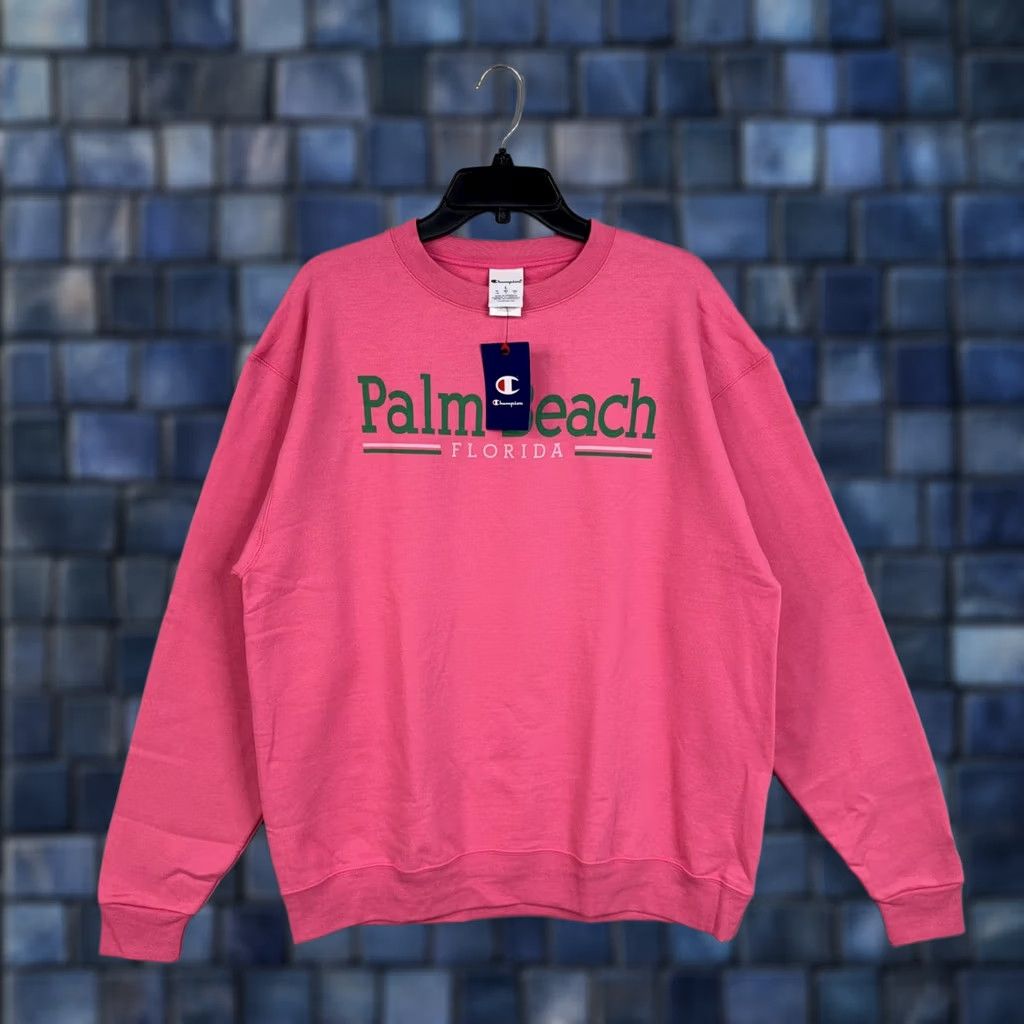 Champion Champion Fleece Sweatshirt - Pink Palm Beach Graphic - Large - Cotton/Polyester (Vintage) Size US L / EU 52-54 / 3 - 1 Thumbnail