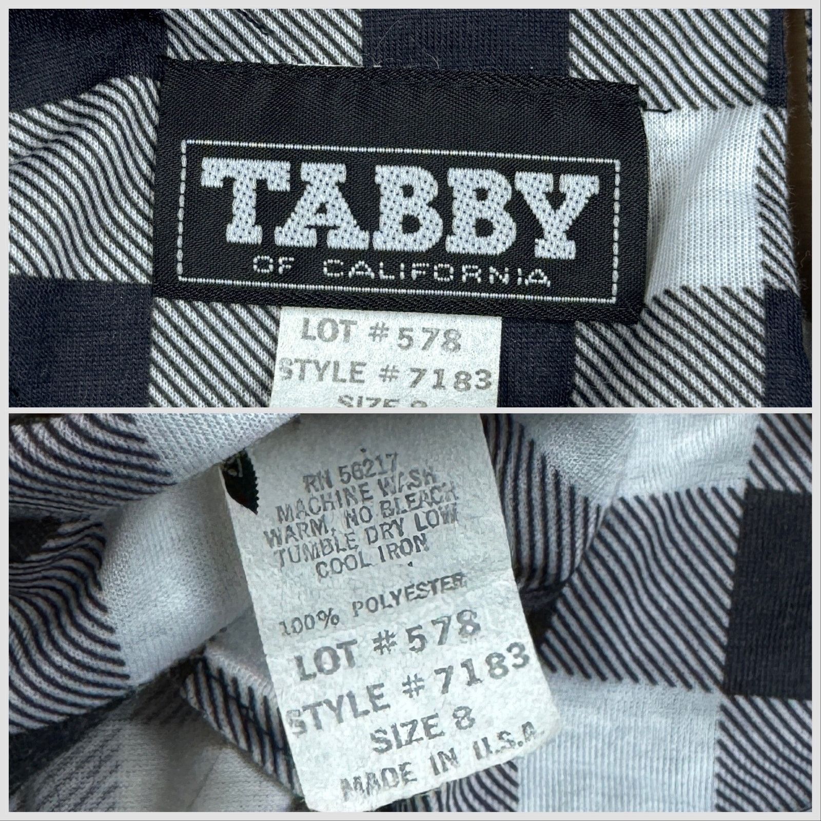 Vintage 1980s Black and White Gingham Short Sleeve Peplum Midi Dress Size S / US 4 / IT 40 - 4 Thumbnail