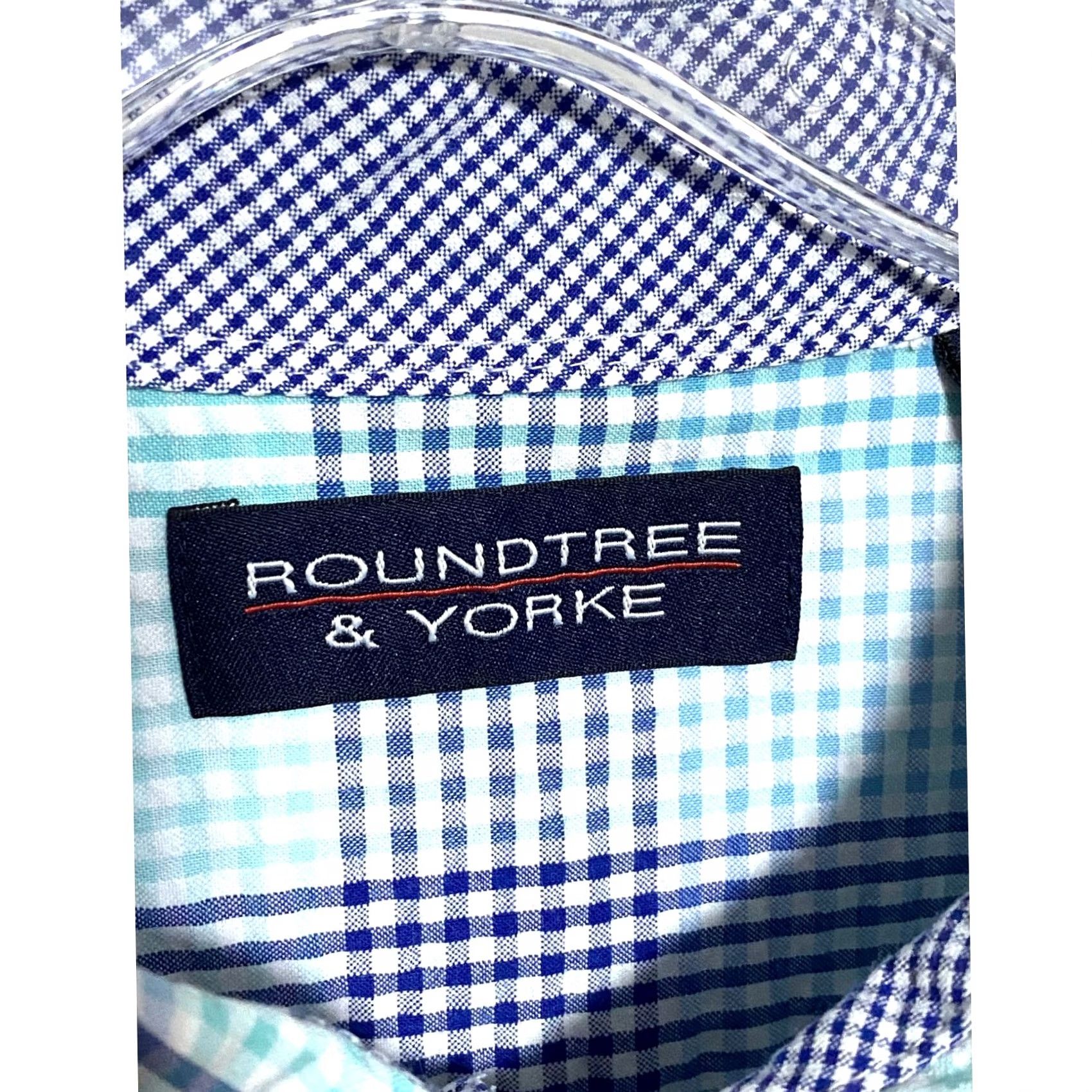 Roundtree & Yorke Roundtree & Yorke Blue Seer Sucker Plaid Button Shirt Men XL Preppy Coastal Work Size US XL / EU 56 / 4 - 5 Thumbnail