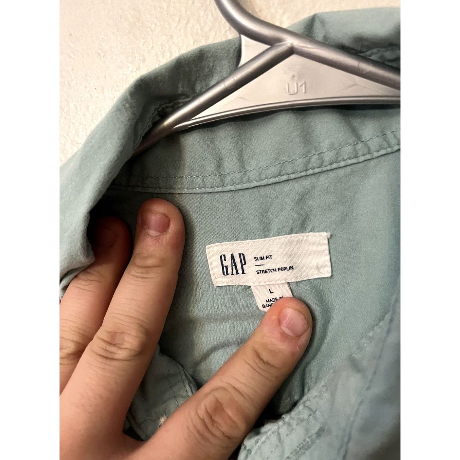 Gap Gap Button-Down Shirt Slim Fit Green L Men Regular Size Size US L / EU 52-54 / 3 - 2 Thumbnail