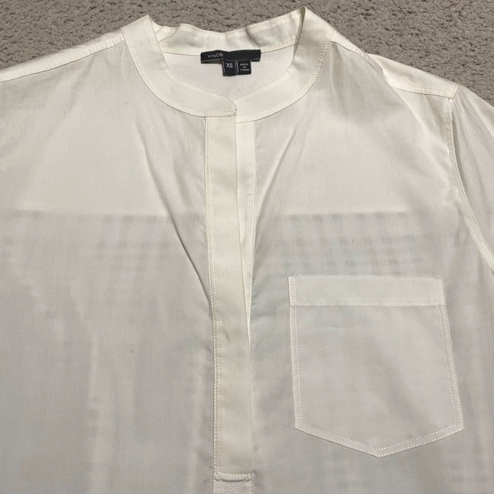 Vince Vince Womens XS Shirt Blouse White Long Sleeve Pullover Cotton Size XS / US 0-2 / IT 36-38 - 5 Thumbnail