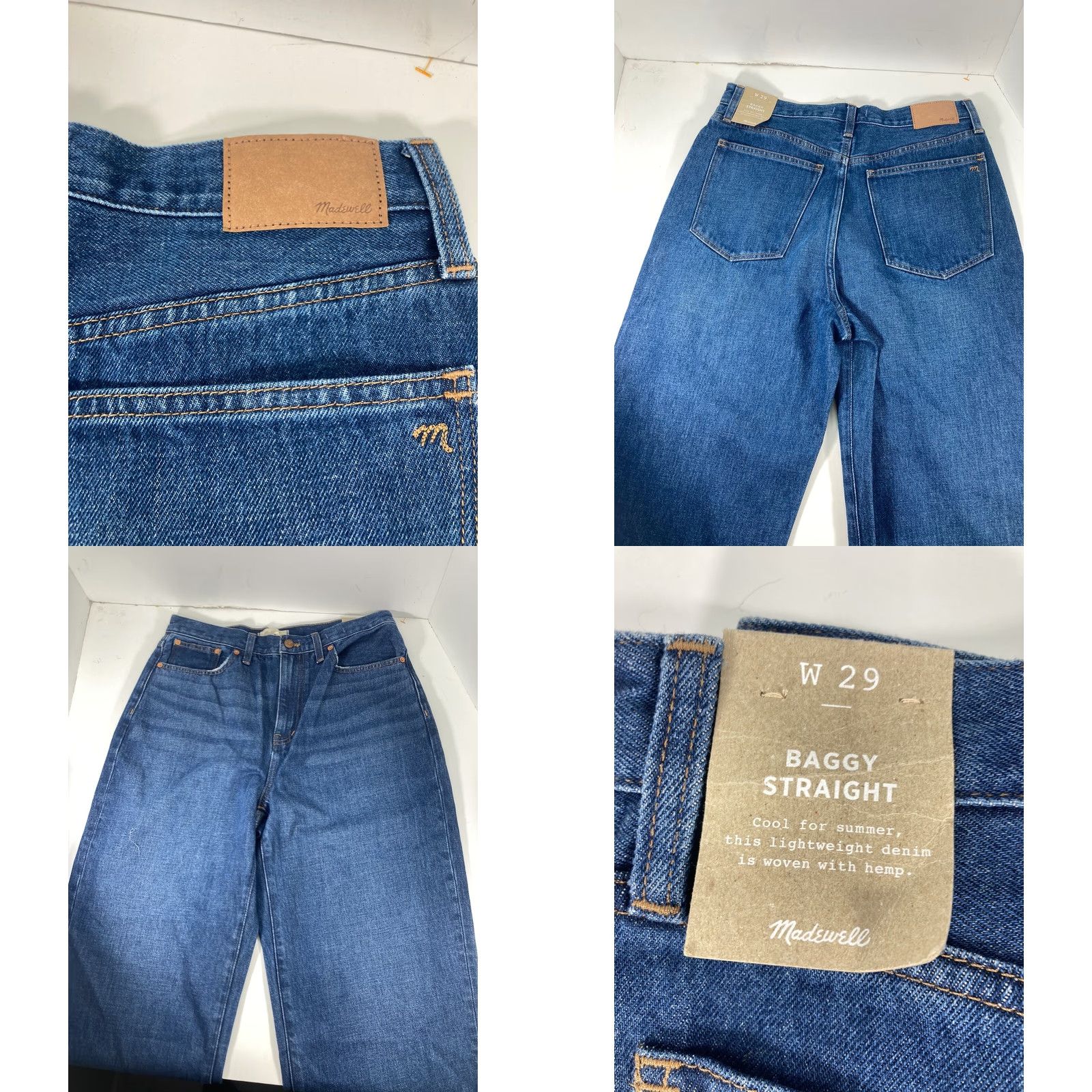 Madewell VINTAGE Madewell Baggy Jeans Women 29x33 Blue Denim Straight Leg Medium Wash NWT Size 29" - 9 Thumbnail