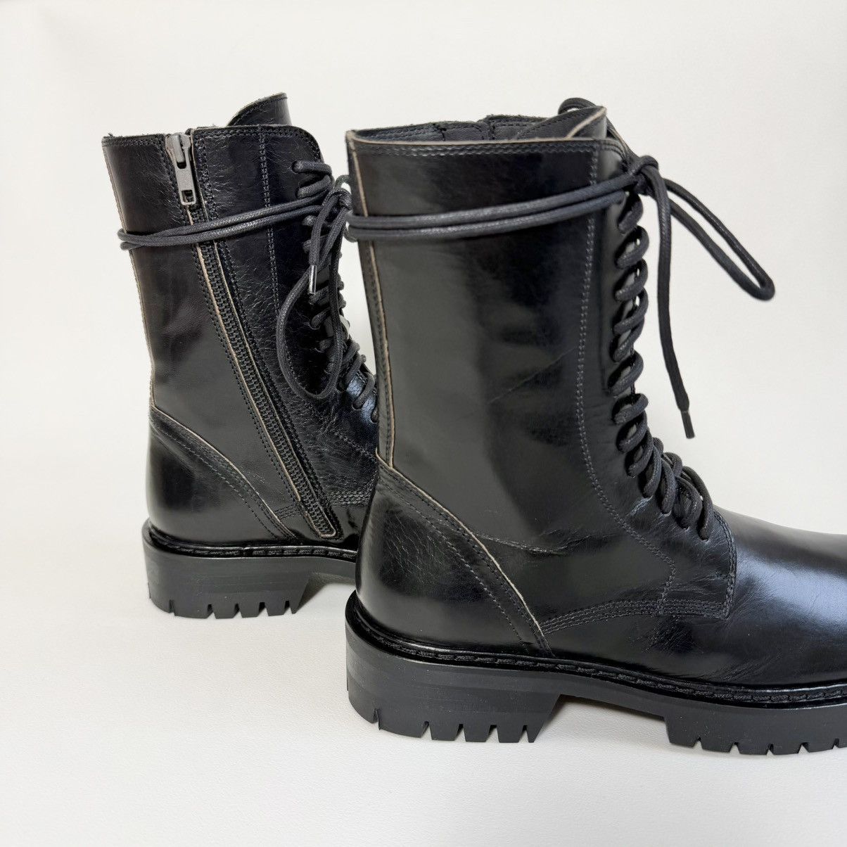 Early 2010s Black Leather Combat Boots