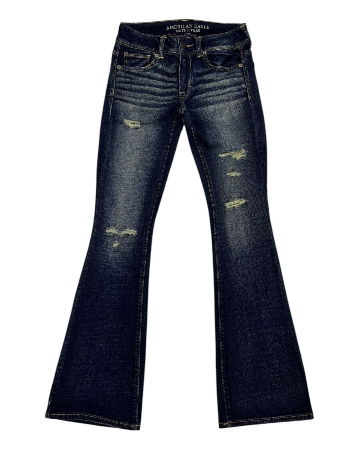 If Six Was Nine × Le Grande Bleu (L.G.B.) Flare Jeans Bootcut American Eagle Distressed Denim Jeans Size 26" / US 2 / IT 38 - 7 Thumbnail