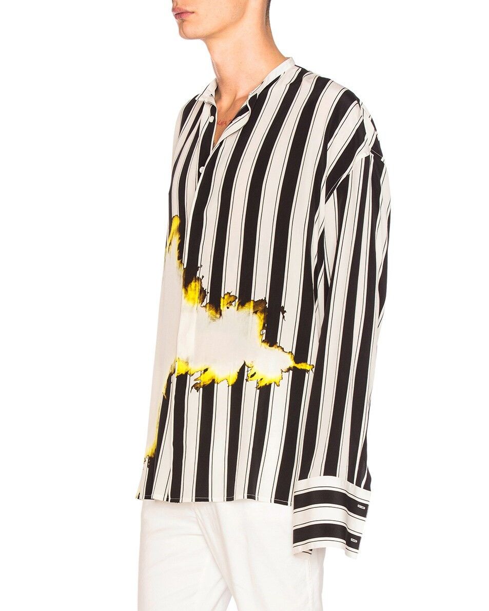 Haider Ackermann Haider Ackermann SS 2017 Striped Flame Print Silk Shirt Size US S / EU 44-46 / 1 - 4 Thumbnail