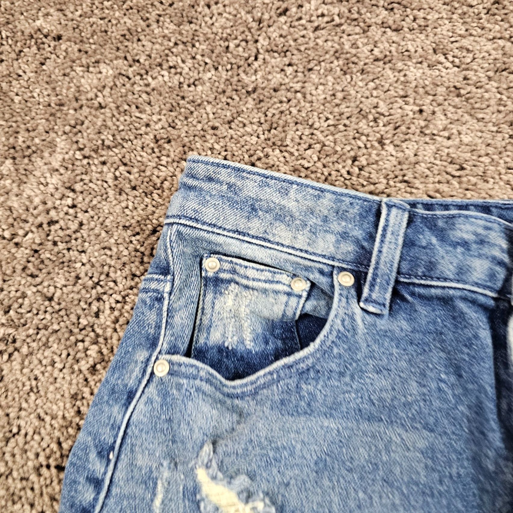 Asos VINTAGE ASOS Womens Jeans High Rise Straight Stretch Distressed Denim 27 Waist Blue Size 27" / US 4 / IT 40 - 3 Thumbnail