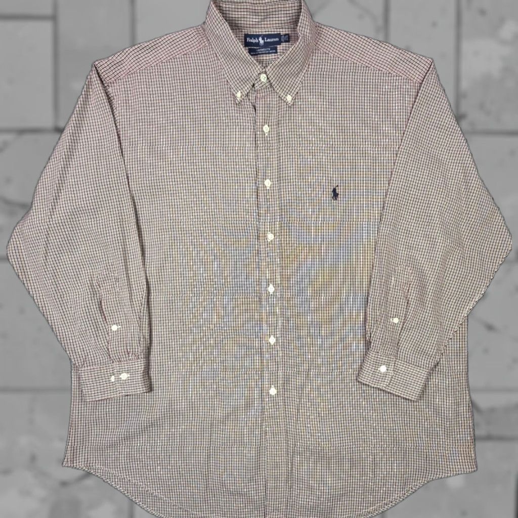 Polo Ralph Lauren VTG Polo Ralph Lauren Button-Up Long Sleeve Plaid Oxford Men 17.5-32/33 Red 100% Cotton OCBD Classic Preppy 90s Mens Size US XXL / EU 58 / 5 - 1 Thumbnail