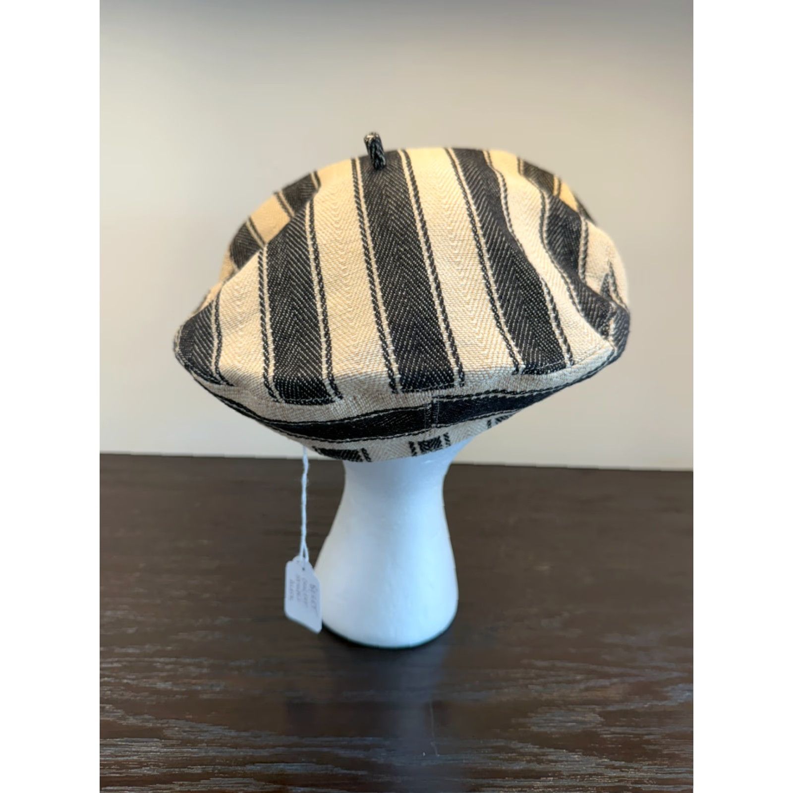 Vintage Anthony Peto Beret Mens Small Black Cricket Stripes Twill Made in France Size ONE SIZE - 4 Thumbnail