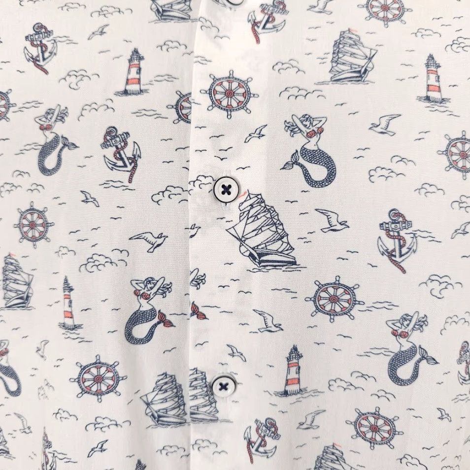 Express Lighthouse Shirt Express Mens Size Small White Nautical All Over Print Button-Up" Size US S / EU 44-46 / 1 - 3 Thumbnail