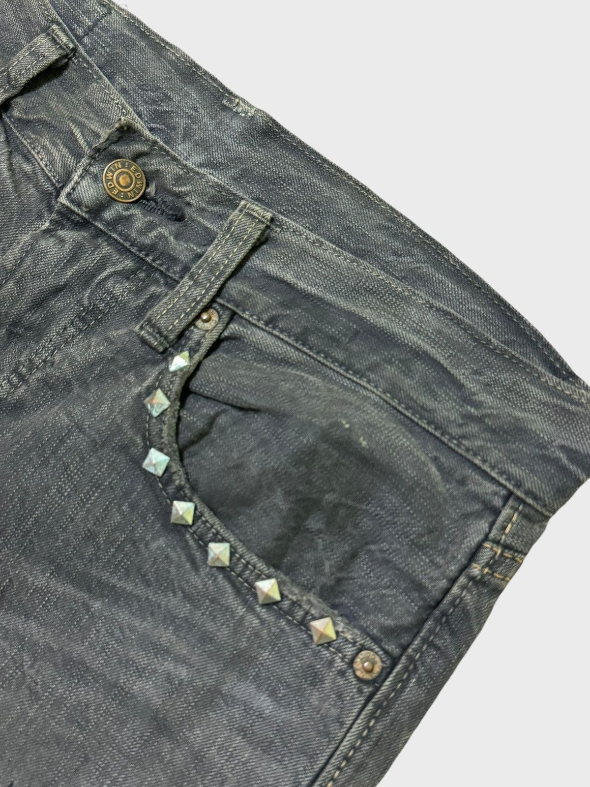 Edwin × Hysteric Glamour Vintage Edwin 502 Studs Skull Distressed Denim Size US 30 / EU 46 - 7 Thumbnail