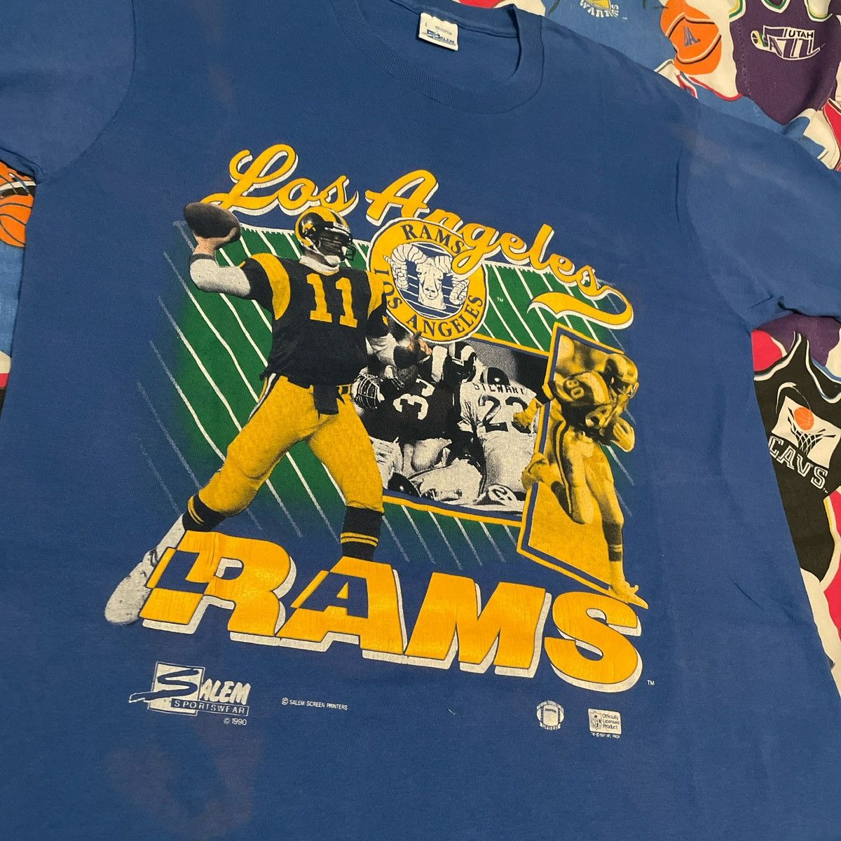 NFL × Salem Sportswear × Vintage Vintage NFL 1987 Los Angeles Rams Super Bowl Football Tee Size US L / EU 52-54 / 3 - 3 Thumbnail