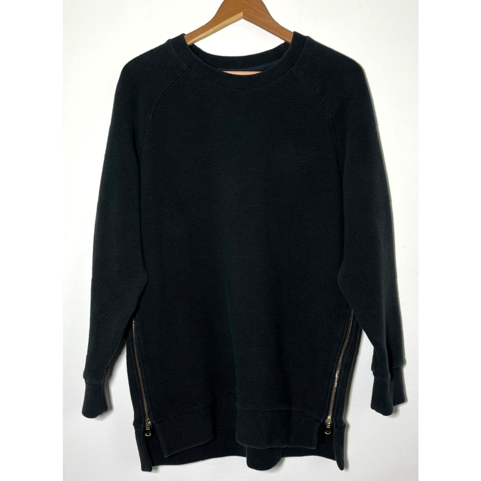 Varley Varley Women's Manning Sweatshirt in Black Ribbed Fabric Sz M Size M / US 6-8 / IT 42-44 - 2 Thumbnail