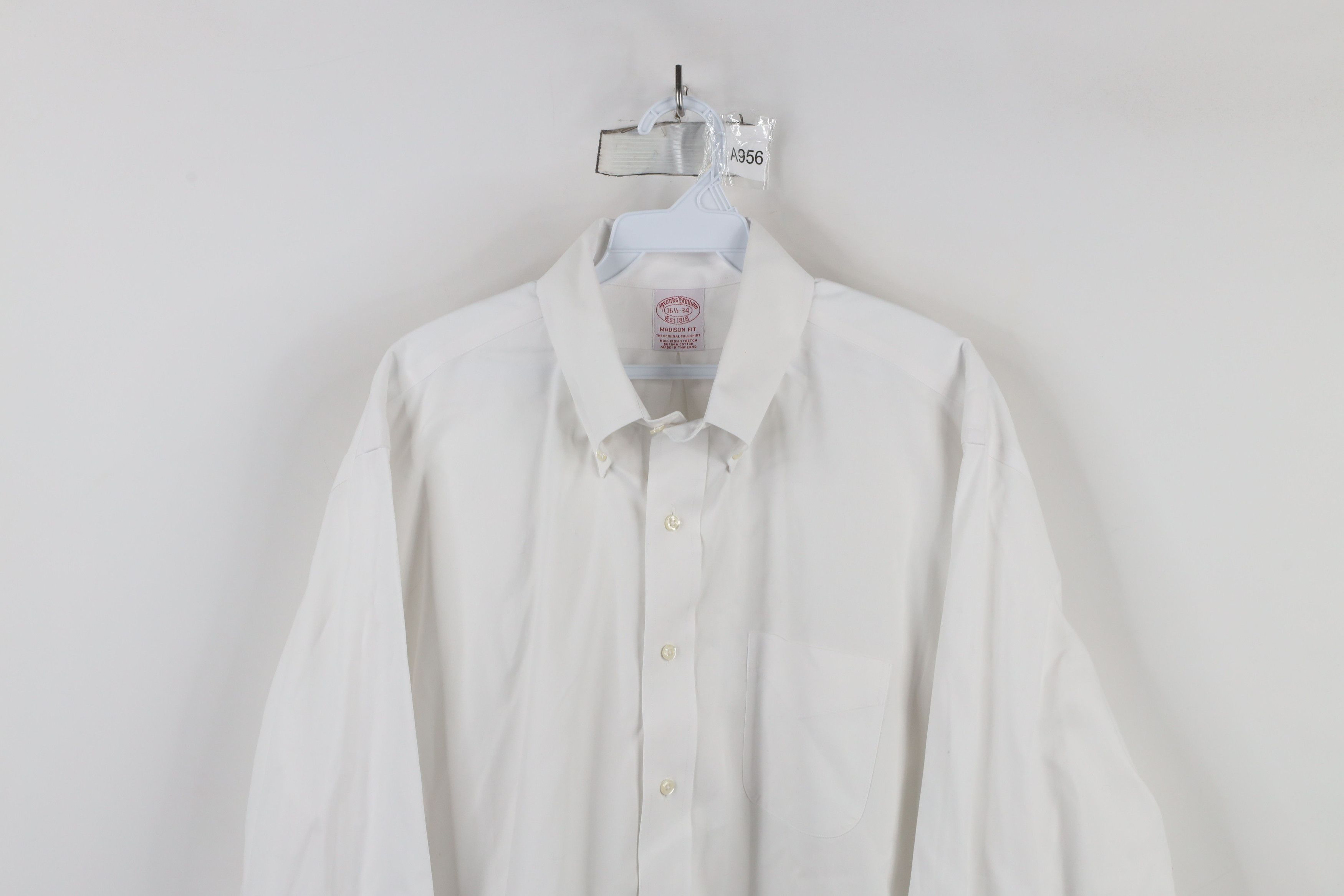 Brooks Brothers × Vintage Vintage 90s Brooks Brothers Cotton Button Down Shirt White Size US M / EU 48-50 / 2 - 2 Thumbnail