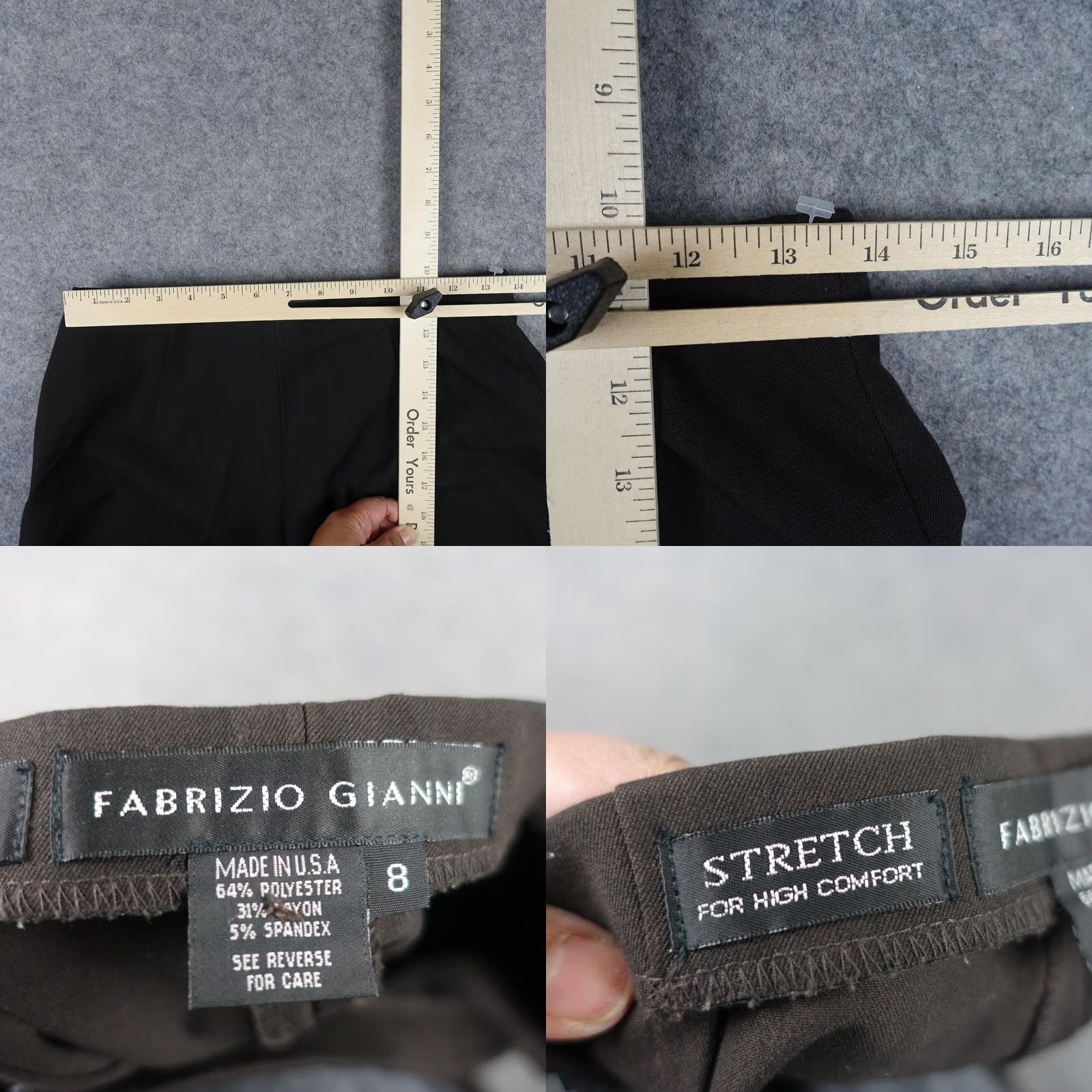 Vintage FABRIZIO GIANNI Pants Womens 8 Brown Stretch Tapered Dress Side Zip Made USA Shirt? Size 30" / US 8 / IT 44 - 9 Thumbnail