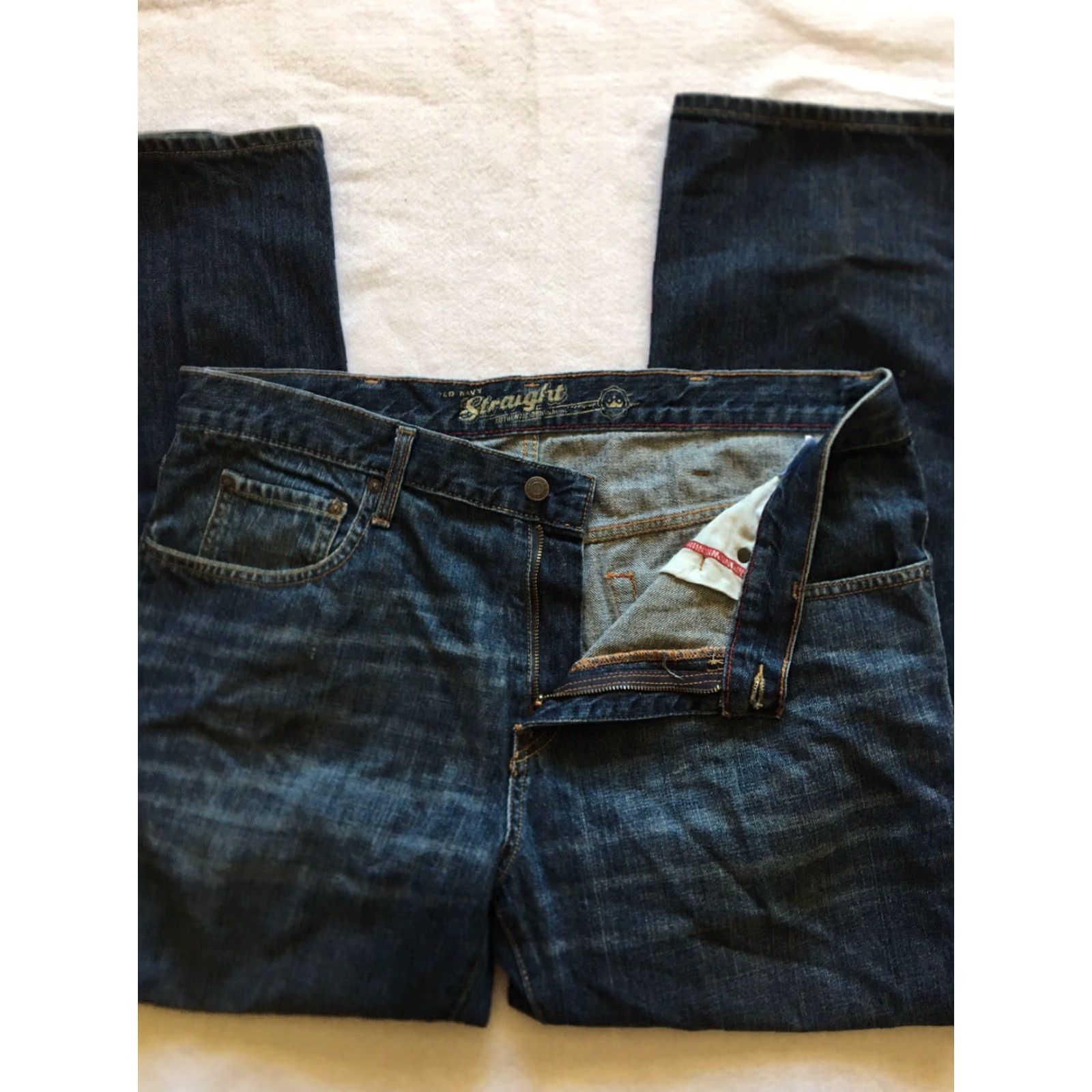 Old Navy Old Navy Jeans Men’s 38x30 Straight Denim Blue Regular Mid Rise 5-Pocket Zip Machine Washable Size US 38 / EU 54 - 6 Thumbnail
