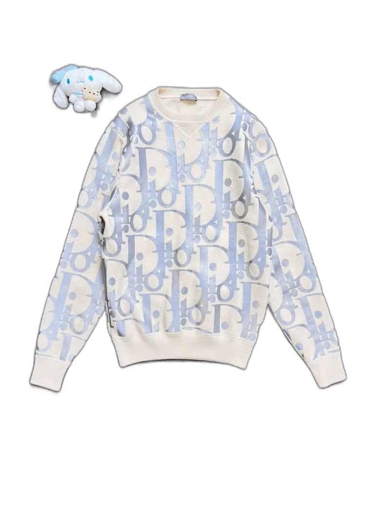 Dior Ivory Reflective Logo Knit Sweater-2505